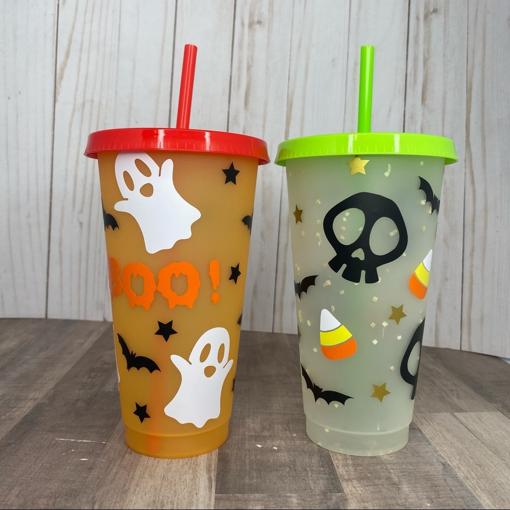 Set/2 Ghost & Skulls color changing cold cups 24 oz